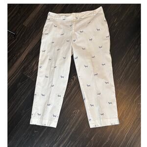 Talbots Heritage Chino  Pants Size 14 Stretch Embroidered Dachshund Dogs